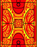 Fiery Red Orange Abstract Court Rug