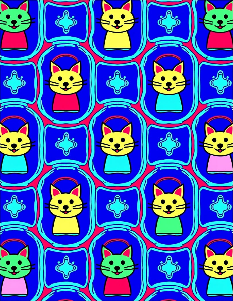 Cute Yellow Green Cats Geometric Bold Rug