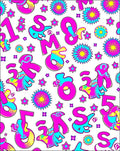 Funky Neon Numbers and Stars Rug