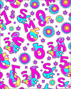 Funky Neon Numbers and Stars Rug