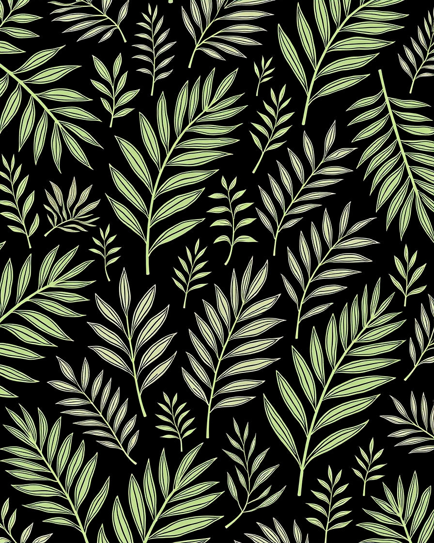 Light Green Palm Frond Collage Rug