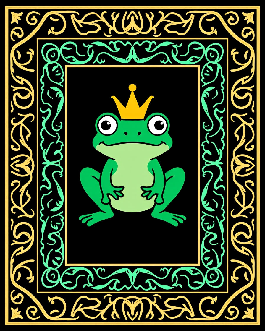 Green Frog King Royal Frame Rug
