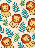 Cute Lion Jungle Leaves Repeat Rug
