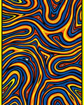 Vibrant Blue Yellow Orange Swirl Rug