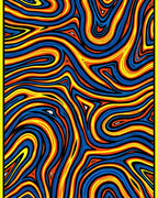 Vibrant Blue Yellow Orange Swirl Rug