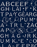 Celestial Alphabet Navy Blue Rug