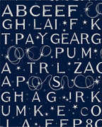 Celestial Alphabet Navy Blue Rug
