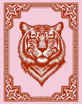 Crimson Tiger Portrait Ornate Frame Rug
