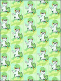 Whimsical Cat Skateboarding Green Tones Rug