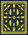 Bold Yellow Elephant Folk Art Rug