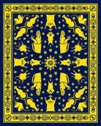Bold Yellow Elephant Folk Art Rug