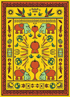 Yellow Elephant Folk Art Majestic Rug