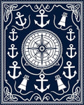 Nautical Navy Anchor Compass Rose Rug