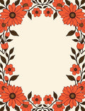 Vibrant Coral Floral Border Rug