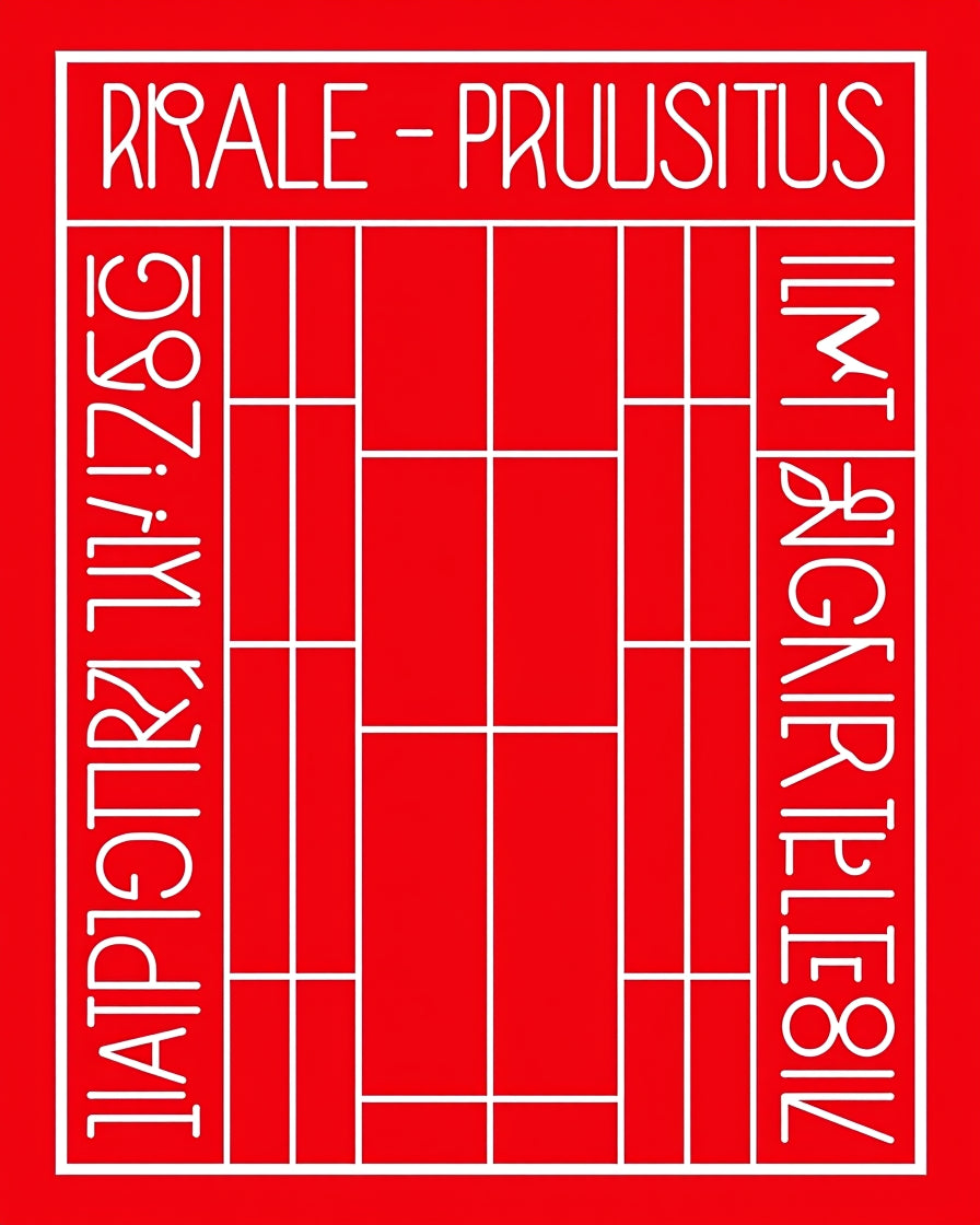 Bold Red Minimalist Geometric Rug