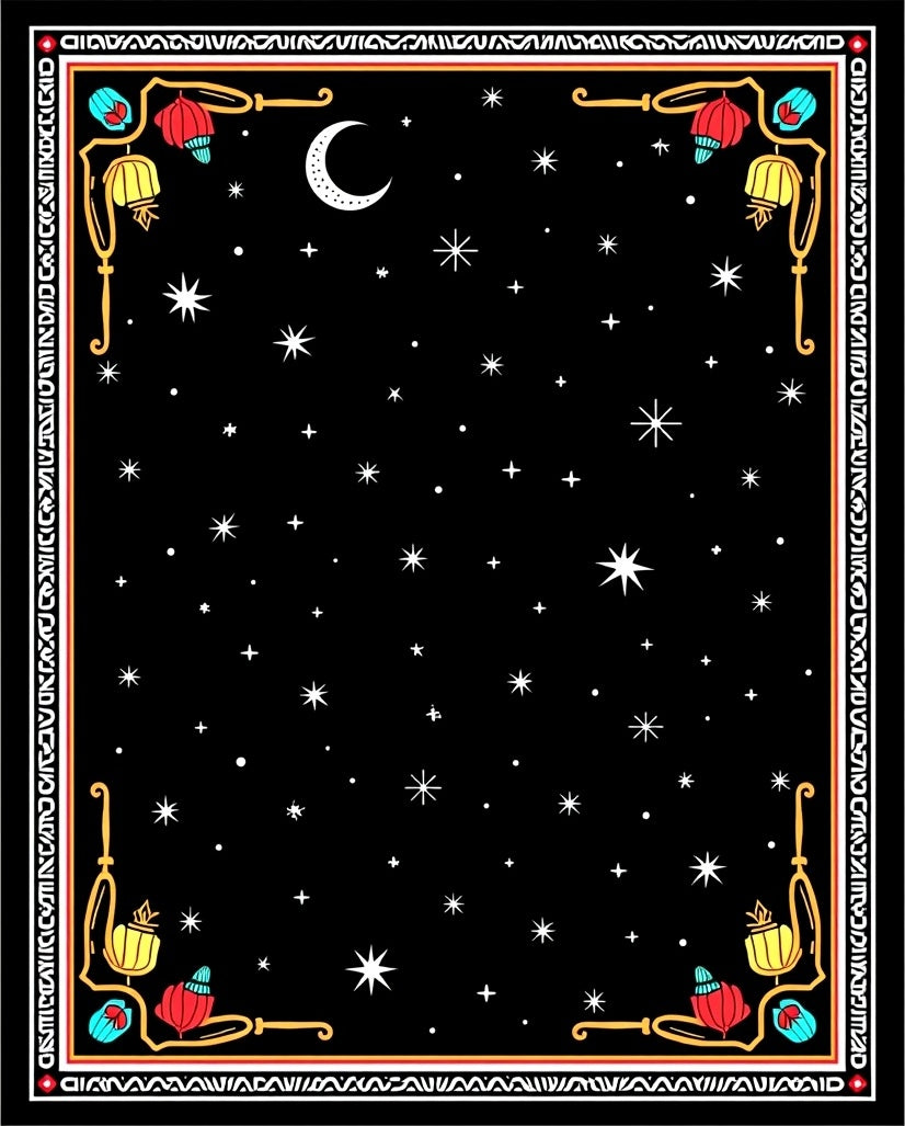 Cosmic Black Moon Starry Night Rug