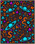 Cosmic Orange Blue Alphabet Galaxy Rug