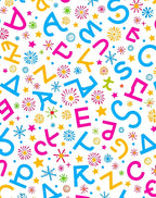 Colorful Alphabet Stars Flower Collage Rug