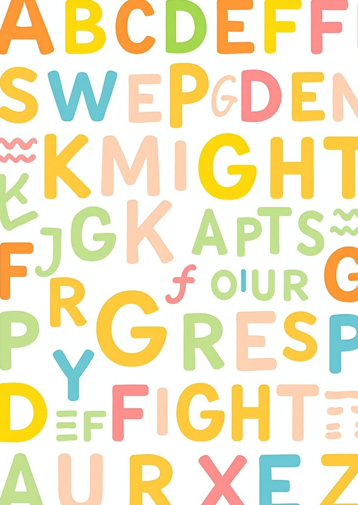 Alphabet Soup of Pastel Letters Rug
