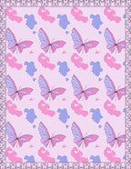 Pink Butterfly Garden Whimsical Design Rug