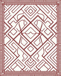 Deep Red Geometric Maze Border Rug