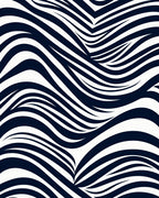 Navy White Wavy Stripe Abstract Rug
