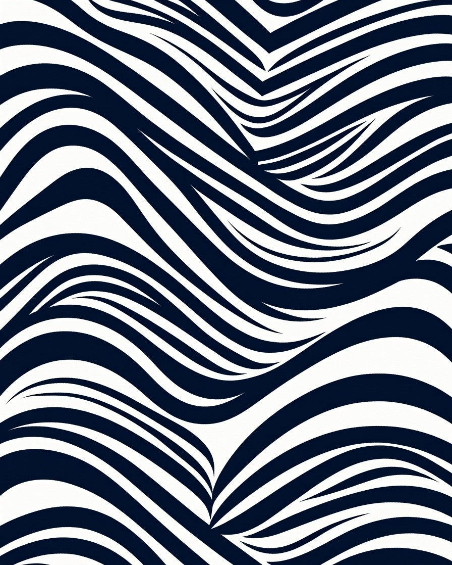 Navy White Wavy Stripe Abstract Rug