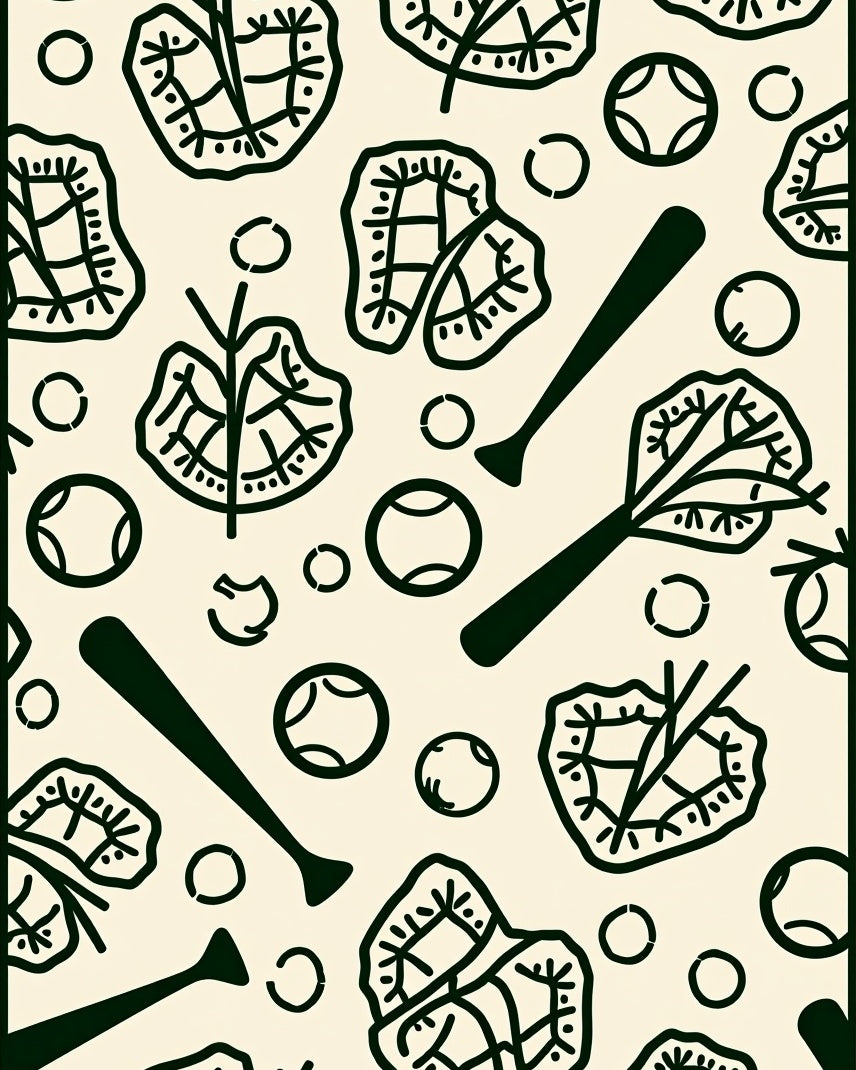 Dark Green Baseball Field Collage Rug