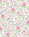 Pink Floral Puppy Meadow Whimsy Rug