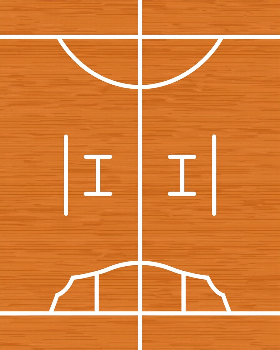 Orange Court Lines Abstract Rug