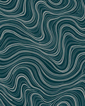 Deep Teal Swirling White Lines Rug