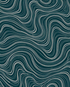 Deep Teal Swirling White Lines Rug