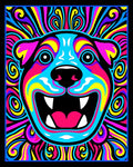 Trippy Neon Dog Swirls Rug