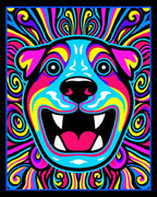 Trippy Neon Dog Swirls Rug