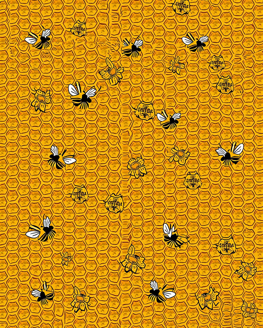 Golden Hive Bee Floral Medallion Rug