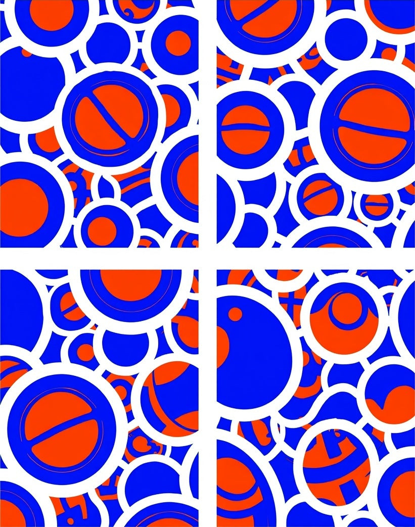Blue Orange Abstract Circles Rug