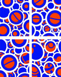Blue Orange Abstract Circles Rug
