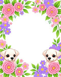 Whimsical Puppy Floral Pink Purple Rug