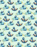 Blue Marine Anchor Pattern Rug