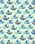 Blue Marine Anchor Pattern Rug