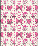 Pink Bow Polka Dots Whimsical Field Rug