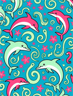 Turquoise Dolphin Swirl Coral Starfish Rug