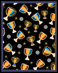 Winning Trophies And Stars Black Rug