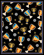 Winning Trophies And Stars Black Rug