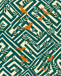Orange Dogs Amidst Greenery Maze Rug