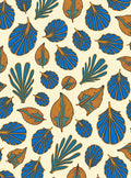 Bold Blue Orange Leaf Scatter Rug