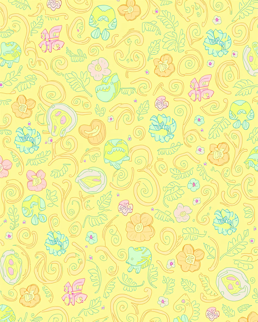 Whimsical Pastel Floral Swirl Art Rug