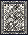 Black Geometric Maze Border Rug