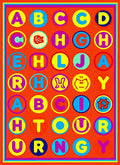Retro Alphabet Circles Orange Rug