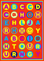Retro Alphabet Circles Orange Rug